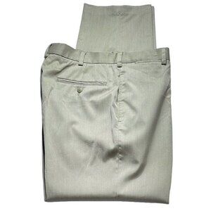 Andrew Fezza Mens Beige Flat-Front Dress Pants 34x32 Polyester Blend